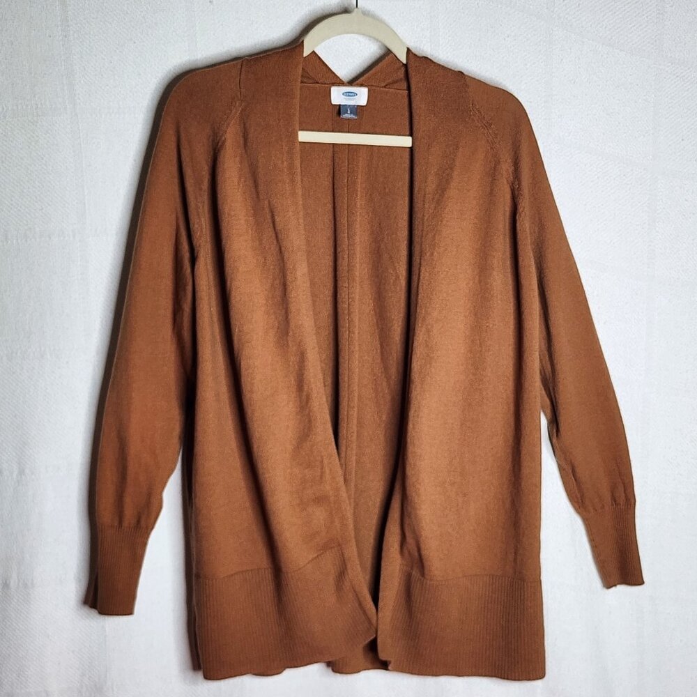 Old Navy Fine Gauge Open Front Acorn Long Sleeve Cotton Cardigan Sweater Size L
